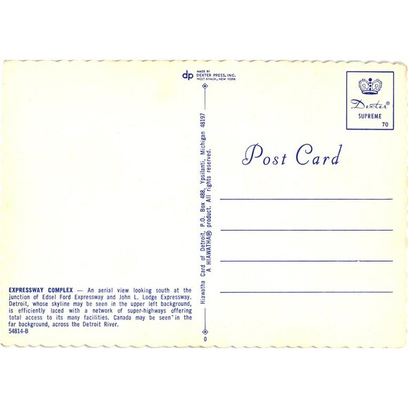 Expressway Complex Detroit Michigan Vintage Postcard Dexter Press Highways - Picture 2 of 2